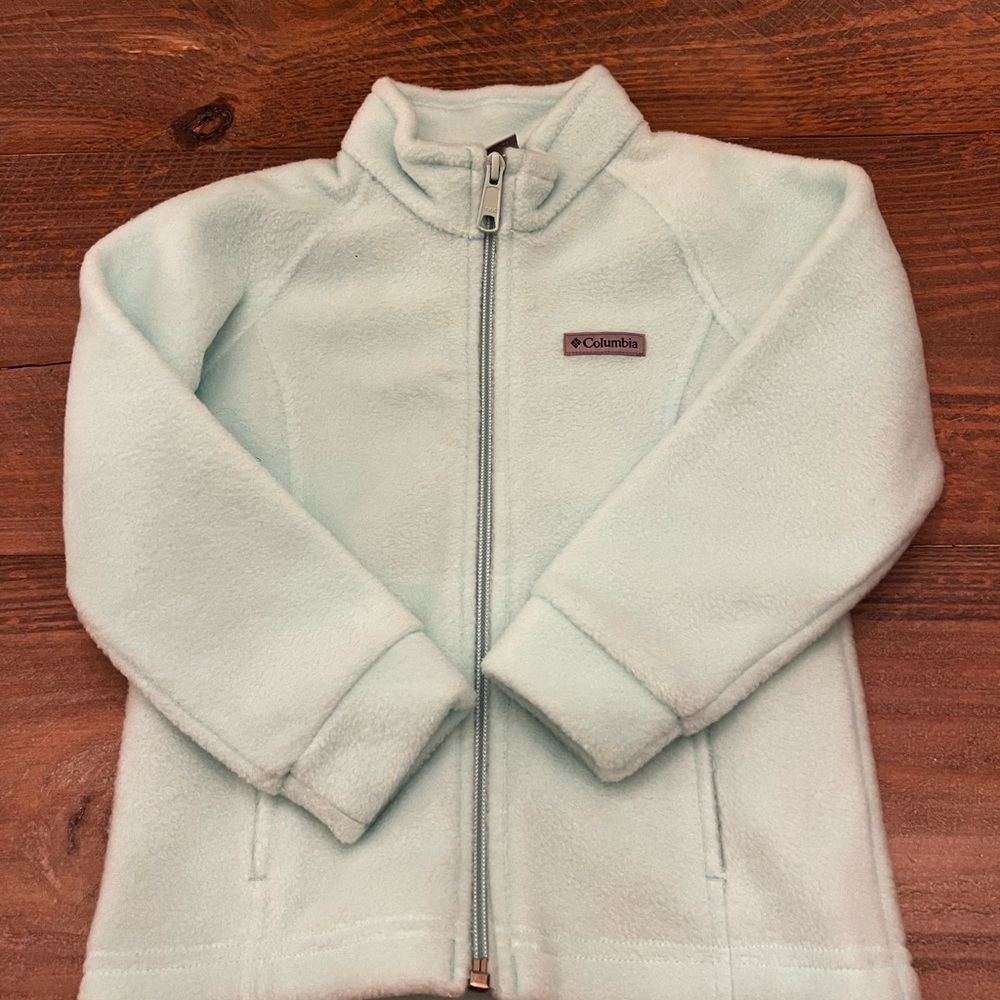 Columbia Green Fleece Jacket with Full Zip and Stand-Up Collar - Picture 1 of 3